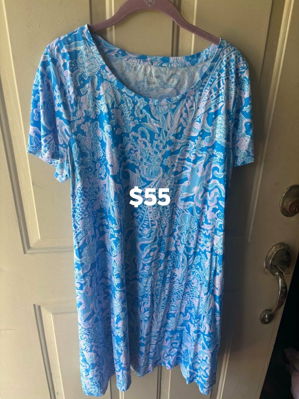 Lilly Pulitzer Blue & White Printed Midi Dress
